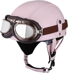 Полушлем кожаный Guenzo с застежкой, розовый