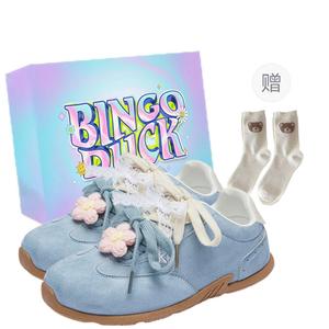 BINGO DUCK Скользоустойчивые дышащие кеды для скейтбординга с амортизацией для женщин синие + эксклюзивная коробка + носки в подарок, цвет Blue+Exclusive Shoe Box+Gift Socks