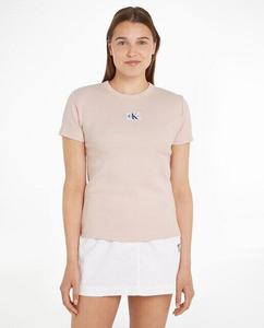 Женская футболка в рубчик с короткими рукавами Calvin Klein Jeans, светло-розовый