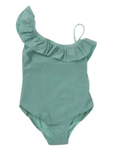 Купальник асимметричного кроя с оборками MC2 Saint Barth Kids, зеленый