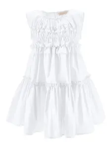 Ярусное платье с оборками Monnalisa, белый