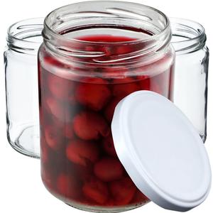 KADAX Банки для консервирования с крышками "Маки", банки для варенья, баночки для консервирования, 540 мл, белые, 24 шт. в упаковке