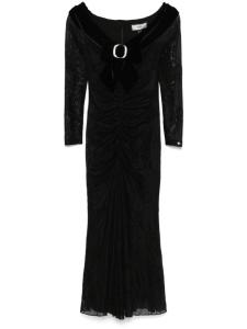 Платье миди с кружевом и бантом NISSA, черный