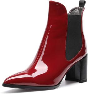 Женские ботильоны Castamere с блок-каблуком Челси, средний каблук 7,5 см, Patent Burgundy