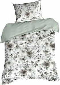 EUROFIRANY | Комплект постельного белья - 140 x 200 см - Белый серый - Цветочный узор - Комплект постельного белья - 100% хлопок Eurofirany