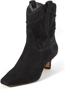 Женские ботильоны FYS с низким каблуком, квадратным носком и застежкой «на растяжке», короткие ковбойские зимние туфли, размер 4-15 US, Black