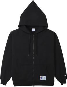 Толстовка Champion C3-D107 с длинными рукавами, флисовой подкладкой, свободным кроем, вышитым логотипом, на молнии и капюшоном, в спортивном стиле, черный