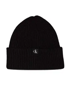 Шапка с монограммой в рубчик Calvin Klein, черный
