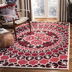 Ковер SAFAVIEH, 92 x 153 см, Bellagio Collection, Red & Ivory, ручной работы, медальон, шерсть, идеален для помещений с высокой проходимостью: прихожая, гостиная, спальня (BLG610K)