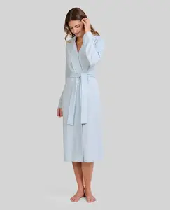 Женский ночной халат с перекрестной застежкой Lohe, небесно-голубой