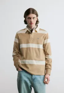 Полосатая рубашка-поло для регби Gant, Beige/White