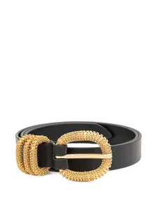 Кожаный ремень с тройным витком и цепочкой Orciani, черный