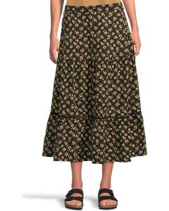 Женская юбка миди Toad&Co Marigold Tiered, Black Pansy Print