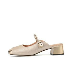 Сланцы женские с закрытым носком, устойчивые к истиранию, резиновая подошва Yiya, Apricot