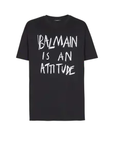 Футболка с принтом Balmain, белый/черный