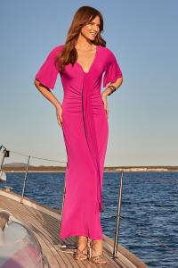 Платье макси со рюшами и расклешенными рукавами Sosandar, фиолетовый