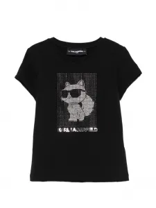 Футболка с короткими рукавами и украшением Karl Lagerfeld Kids, черный