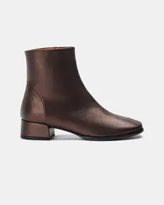 Женские кожаные ботильоны синего цвета, с внутренней молнией и каблуком Naguisa