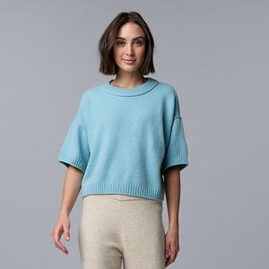 Повседневный свитер с коротким рукавом из смесового кашемира Petite Luxe Simply Vera Vera Wang, Mystic Gulf