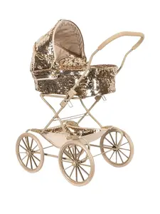 Коляска для кукол, украшенная пайетками Konges Sløjd, золотистый