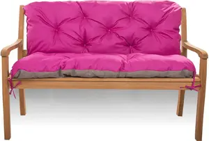 Подушка для садовой скамейки 120×50×50 см, розовая - удобная подушка для сиденья и спинки для садовой скамейки, террасы и зоны отдыха на открытом воздухе.