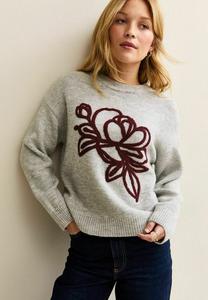 Джемпер New Look CONTRAST FLORAL EMBROIDERED , Light Grey