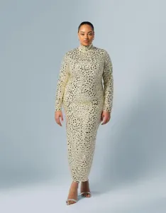 Текстурное платье макси с высоким воротником и длинными рукавами ARRANGE Curve