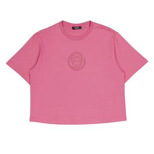 Укороченная хлопковая футболка Versace Medusa, strawberry jam