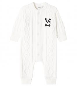Комбинезон из хлопка с ажурной вязкой Baby Panda Mini Rodini, Offwhite