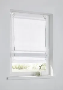 Римская штора Kutti White / жалюзи Bente с тонкой декоративной строчкой серого цвета, в комплекте крючки из нержавеющей стали, 100 x 140 см