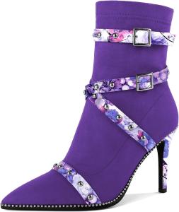 Женские ботильоны Joseywade с каблуком 3,7 дюйма, шпильку, украшенные бусинами и заклепками, с заостренным носком, боковой молнией, из замши, размер 5-13