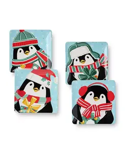 Рождественские десертные тарелки с пингвинами, набор из 4 штук Certified International, multi