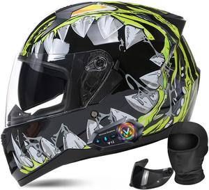 Шлем Halying для мотоцикла, черный / зеленый / серый