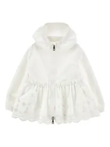 Куртка с капюшоном и цветочным декором Monnalisa, белый