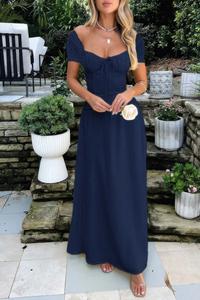 Глубокий квадратный вырез платье с завязками на спине TRUEDAMES, темно-синий