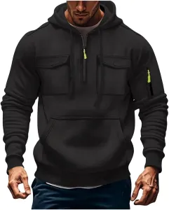 Мужская флисовая толстовка с капюшоном и карманами