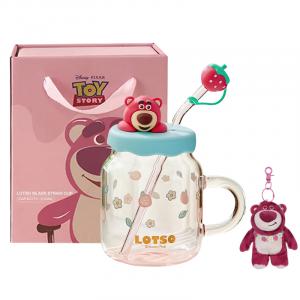 Стеклянные стаканы Disney, [Gift Box Set]Lotso-Glass Big Belly Water Bottle+Lotso Wreath Pendant