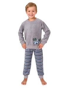 NORMANN Детская махровая пижама с длинными рукавами и манжетами - 50776, серого цвета