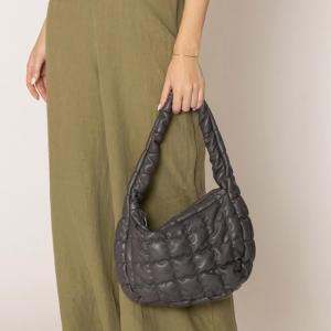 Сумка-облако на плечо из искусственной кожи с стеганой пухлой текстурой FASHNZFAB, серый