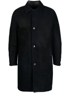 Brioni однобортное кожаное пальто, черный