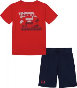 Under Armour майка с короткими рукавами и шорты для мальчиков, легкие и дышащие, Red Zone