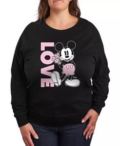 Топ с круглым вырезом и принтом Disney Mickey Love размера Plus Hybrid Apparel, черный