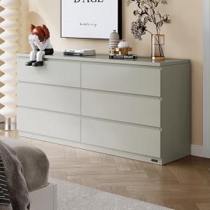 Quanu Комод для спальни, серо-белый, 6 ящиков с функциональными перегородками