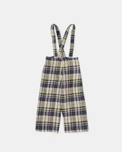 Детские брюки в клетку темно-синего цвета с подтяжками Tutto Piccolo