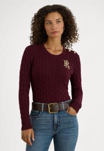 Джемпер Lauren Ralph Lauren BUTTON TRIM CABLE KNIT COTTON SWEATER, Dark Garnet/Bordeaux