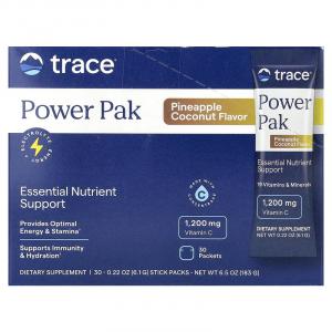 Trace, PowerPak, электролит для повышения выносливости, ананас и кокос, 30 пакетиков, по 6,1 г (0,22 унции)