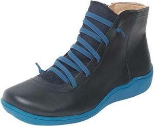 Женские ботильоны с поддержкой свода стопы, на шнуровке, модные кроссовки, без каблука, винтажные ретро ботинки, слипоны, на плоской подошве, низкий каблук, осенние ботинки, удобные Generic, Blue