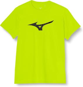 Тренировочная футболка с коротким рукавом и большим логотипом, влагоотводящая и быстросохнущая, унисекс, для взрослых Mizuno, зеленый/салатовый