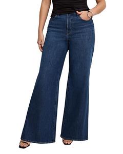 Джинсы палаццо с хорошей талией цвета индиго Good American, синий