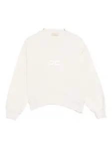 Хлопковая толстовка с вышитым логотипом Elisabetta Franchi La Mia Bambina, нейтральный